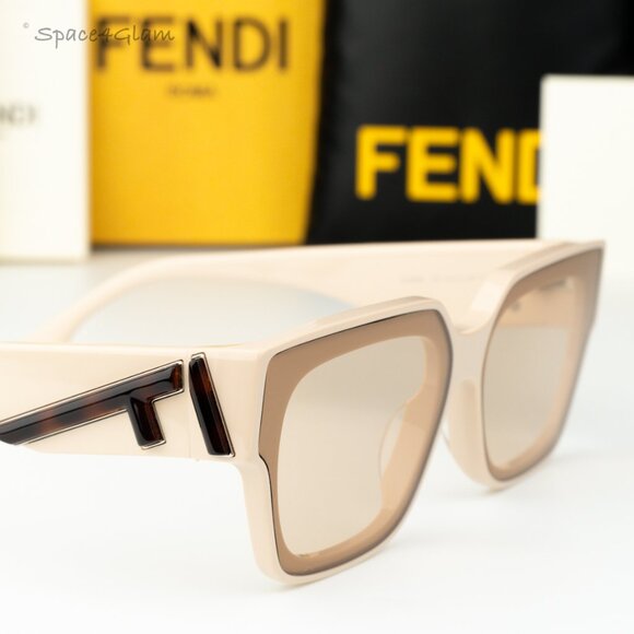 Fendi Women Sunglasses Beige Nude Brown Square FE40099I 57E BRAND NEW main image 6